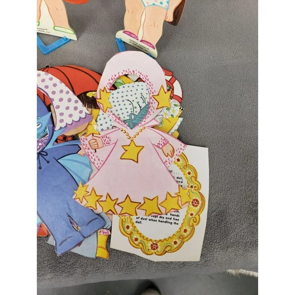 Vintage 60s Lucky Locket Kiddles Magic Paper Dolls Set Of‎ 4